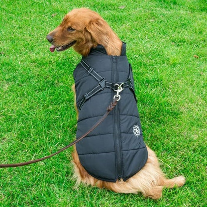 Waterproof Winter Dog Jacket with Built-in Harness