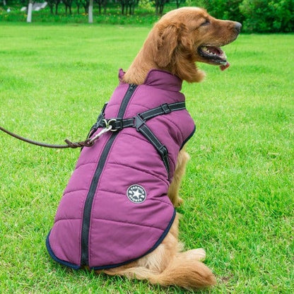 Waterproof Winter Dog Jacket with Built-in Harness