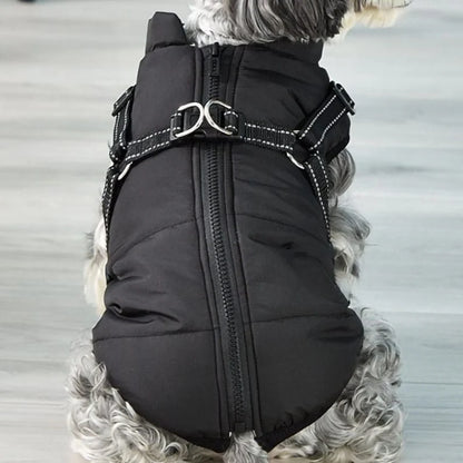 Waterproof Winter Dog Jacket with Built-in Harness